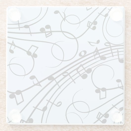 Extravagante Musiknoten Blau Glasuntersetzer (Rückseite)