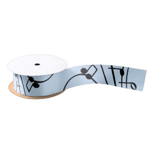 Extravagante Musiknoten Blau Satinband