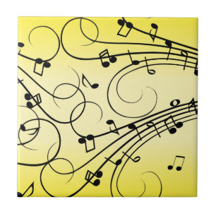 Extravagante Musiknoten gelb Fliese