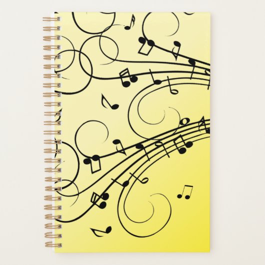 Extravagante Musiknoten gelb Planer (Vorderseite)