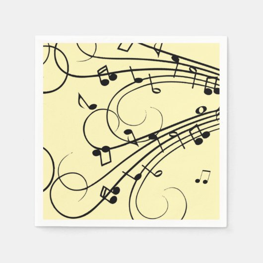 Extravagante Musiknoten gelb Serviette (Vorderseite)