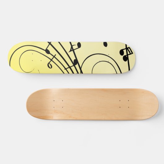 Extravagante Musiknoten gelb Skateboard (Horizontal)