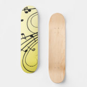 Extravagante Musiknoten gelb Skateboard (Vorderseite)
