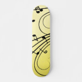 Extravagante Musiknoten gelb Skateboard (Vorne)