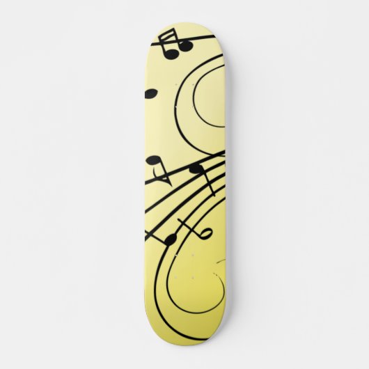 Extravagante Musiknoten gelb Skateboard (Vorne)