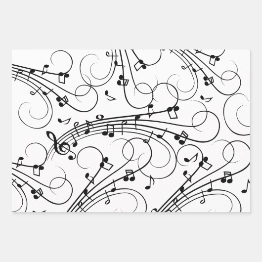Extravagante Musiknoten Geschenkpapier Set (Vorderseite)