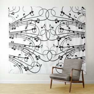 Extravagante Musiknoten Wandteppich
