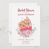 Extravagante Nagelkunst Blumendusche Einladung (Vorne/Hinten)