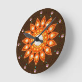 EXTRAVAGANTE ORANGE BLUME RUNDE WANDUHR (Winkel)