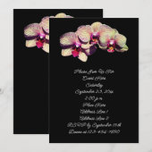 Extravagante Orchideen auf schwarzer Party Einladu Einladung (Vorne/Hinten)