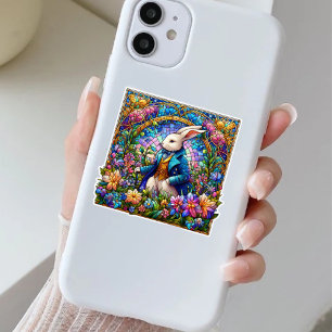 Extravagante Osterkaninchen im verketteten Glasgar Aufkleber