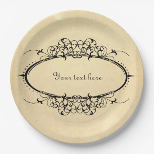 Extravagante Oval Vintage Rahmen individuell anpas Pappteller