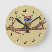 Extravagante Owl Tree Branch Runde Wanduhr (Vorderseite)