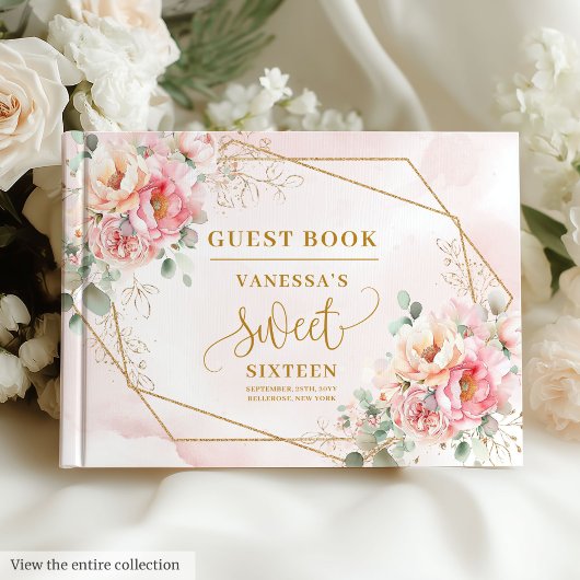 Extravagante Pastete Rosa Sage Gold Floral 16 . Ge Gästebuch