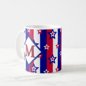 Extravagante Patriotische US Flagge mit Monogramm Kaffeetasse (Vorderseite Links)