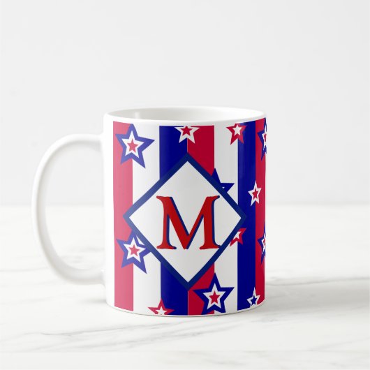 Extravagante Patriotische US Flagge mit Monogramm Kaffeetasse (Links)