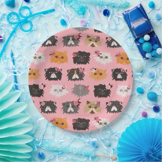 Extravagante Perserkatzen Rosa Pappteller (Party)