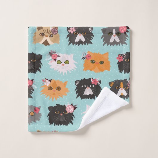 Extravagante persische Katzen Badhandtuch Set (Waschlappen)