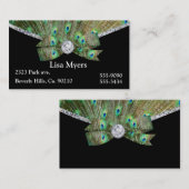 Extravagante Pfau-Feder u. Diamanten Visitenkarte (Vorne/Hinten)