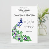 Extravagante Pfauenhochzeit Einladung (Stehend Vorderseite)