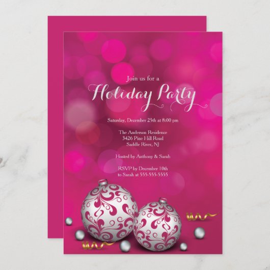 Extravagante Pink Bokeh Lights - Einladung (Vorne/Hinten)