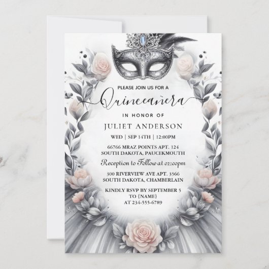Extravagante Prom Maskerade Fun Masquerade Ball Qu Einladung (Vorderseite)