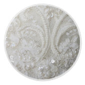 extravagante, raffinierte Sequins Perlweiße Spitze Keramikknauf (Vorderseite)