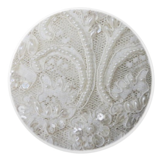 extravagante, raffinierte Sequins Perlweiße Spitze Keramikknauf (Vorderseite)