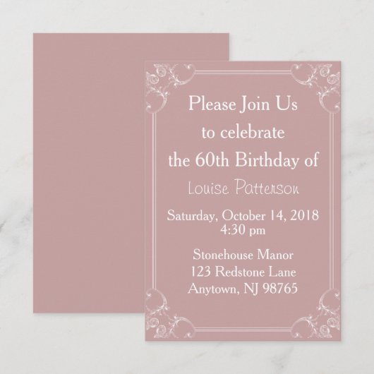 Extravagante Rahmen Geburtstag Große Druckeinladun Einladung (Vorne/Hinten)