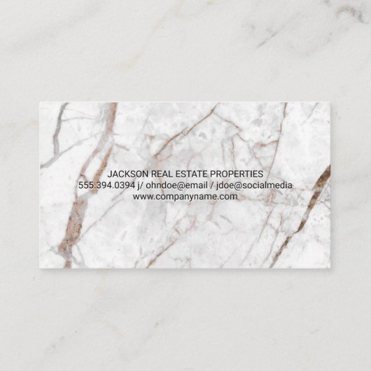 Extravagante Rahmen mit Monogramm | Weißer Marmor Visitenkarte (Rückseite)