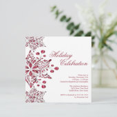 Extravagante Red Jewel Snowflows Einladung (Stehend Vorderseite)