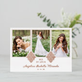 Extravagante romantische Rose Gold My XV Spanisch Folieneinladung (Stehend vorne)