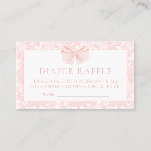 Extravagante Rosa Bugbaby Dusche Windel Gewinnspie Begleitkarte (Vorderseite)