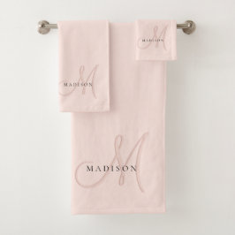 Extravagante Rosa-Monogramm-Schrift Badhandtuch Set
