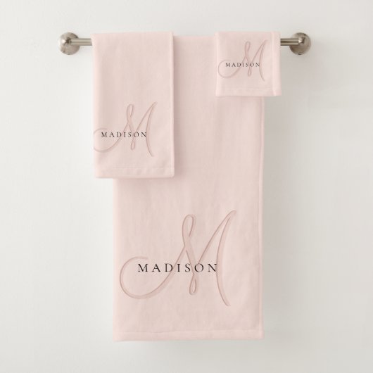 Extravagante Rosa-Monogramm-Schrift Badhandtuch Set (Insitu)