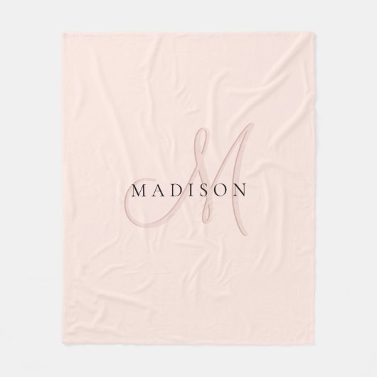 Extravagante Rosa-Monogramm-Schrift Fleecedecke (Vorderseite)