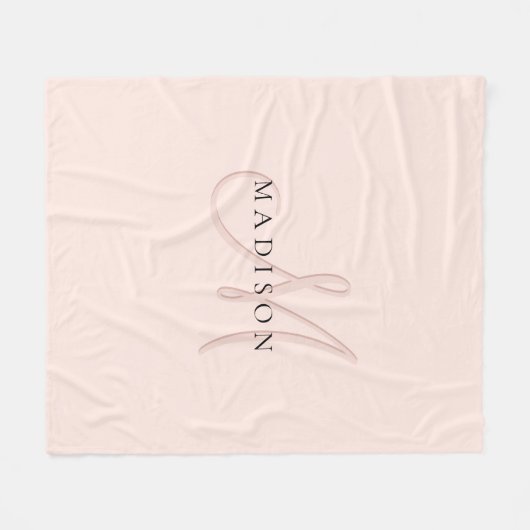 Extravagante Rosa-Monogramm-Schrift Fleecedecke (Vorderseite (Horizontal))