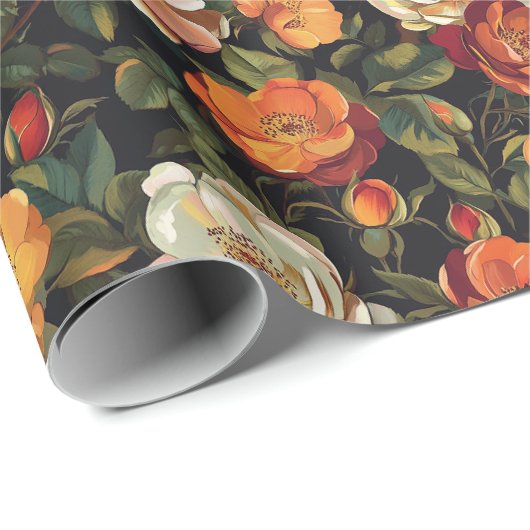 Extravagante Rose Geschenkpapier (Rolleneckpunkt)