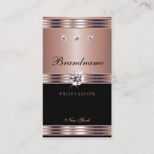 Extravagante Rose Gold Black Dazzling Rhinestones  Visitenkarte