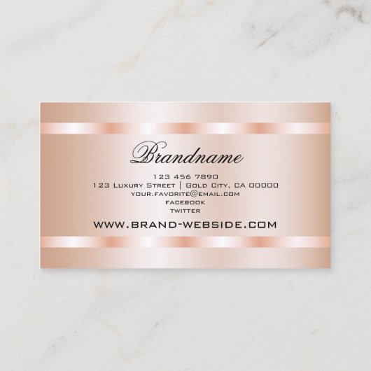 Extravagante Rose goldfarben Beruflich stylisch Visitenkarte (Rückseite)