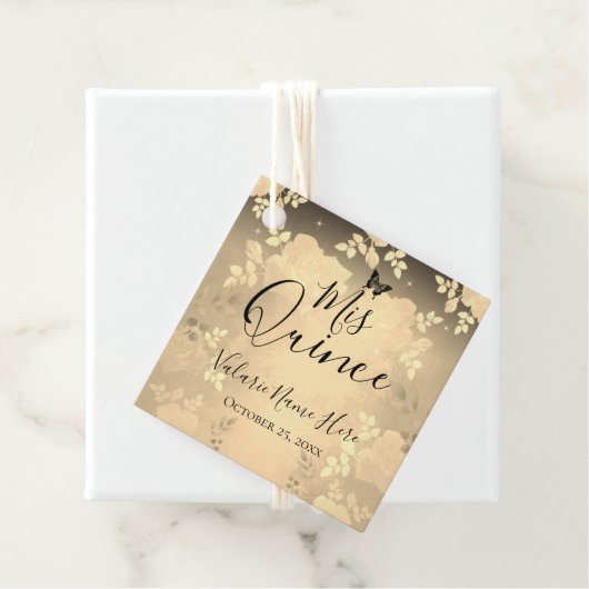 Extravagante Rose Quinceanera Gold Gefälligkeitsta Geschenkanhänger (Beispiel)