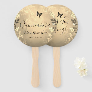 Extravagante Rose Quinceanera Gold Gefälligkiste Fächer