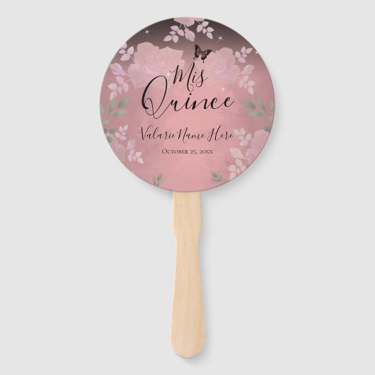 Extravagante Rose Quinceanera Pink Fächer (Vorderseite)