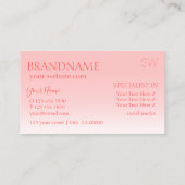 Extravagante Rose Rosa Stilvoller Mirror-Schriftar Visitenkarte (Rückseite)