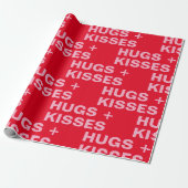 Extravagante Rot & Rosa Hugs & Kisses Valentines Geschenkpapier (Ungerollt)