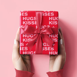 Extravagante Rot & Rosa Hugs & Kisses Valentines Geschenkpapier