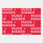 Extravagante Rot & Rosa Hugs & Kisses Valentines Geschenkpapier Set (Vorderseite 2)