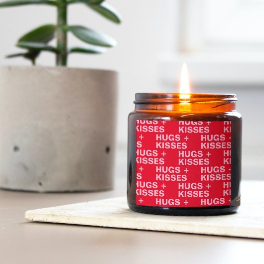 Extravagante Rot & Rosa Hugs & Kisses Valentines Quadratischer Aufkleber