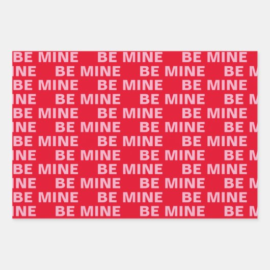 Extravagante Rot und Rosa - be MIne - Valentine Geschenkpapier Set (Vorderseite 3)