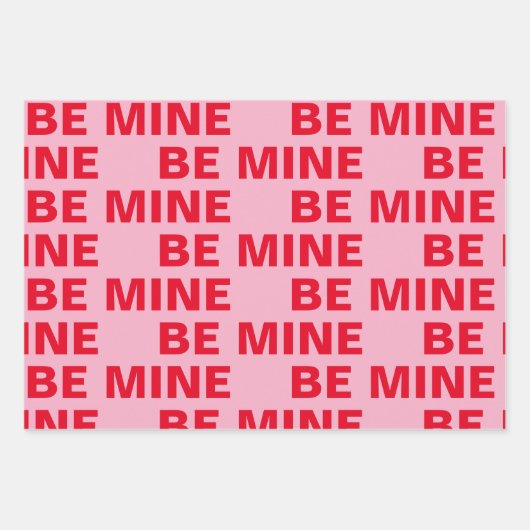 Extravagante Rot und Rosa - be MIne - Valentine Geschenkpapier Set (Vorderseite)